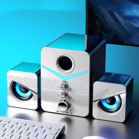 Compatible With  , Computer Audio Home Desktop Notebook Universal Small Speaker (Option: White-Bluetooth)